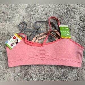 Hanes Coral Sports Bra with Strappy Back size large..#853